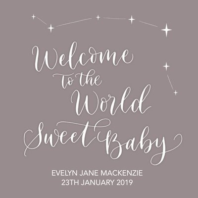 Welcome To The World Sweet Baby Personalised Card