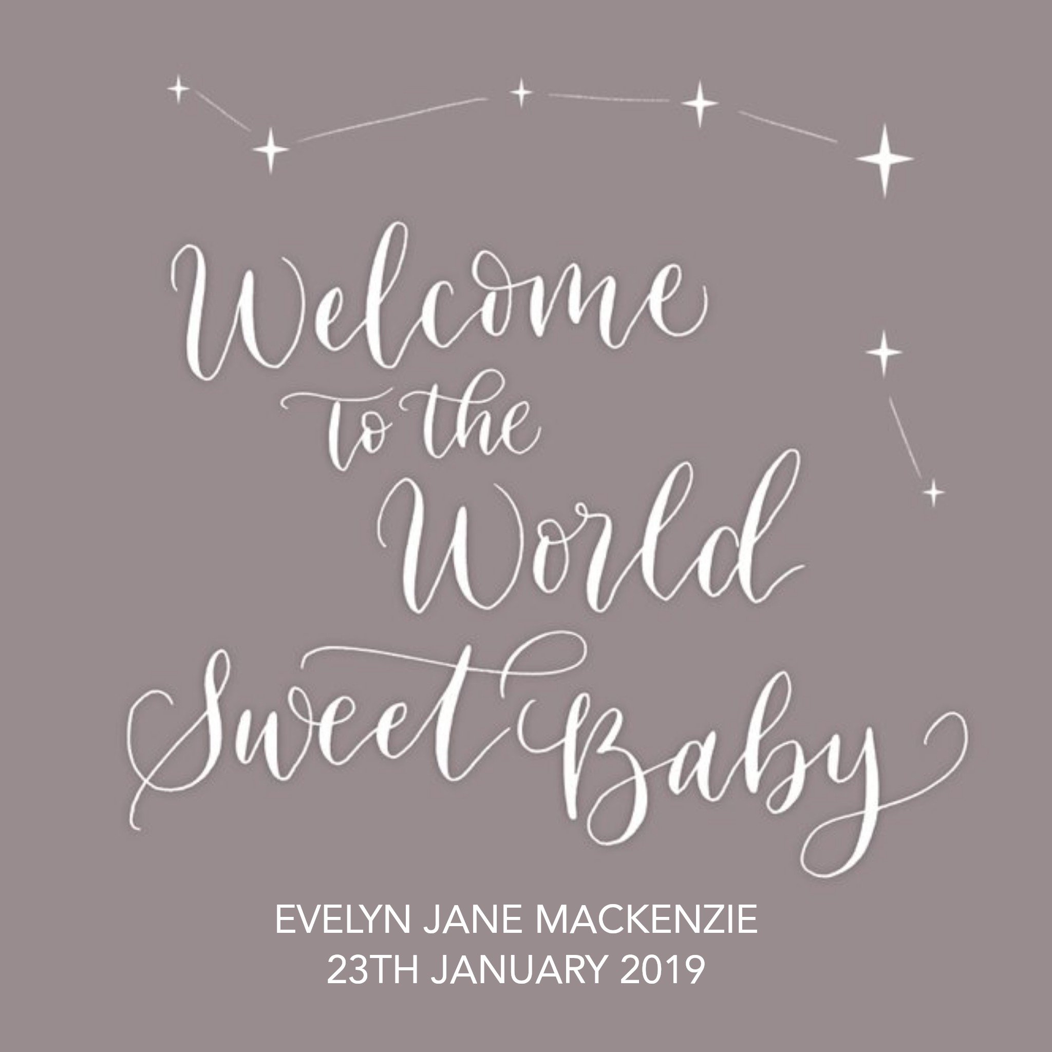 Welcome To The World Sweet Baby Personalised Card, Square