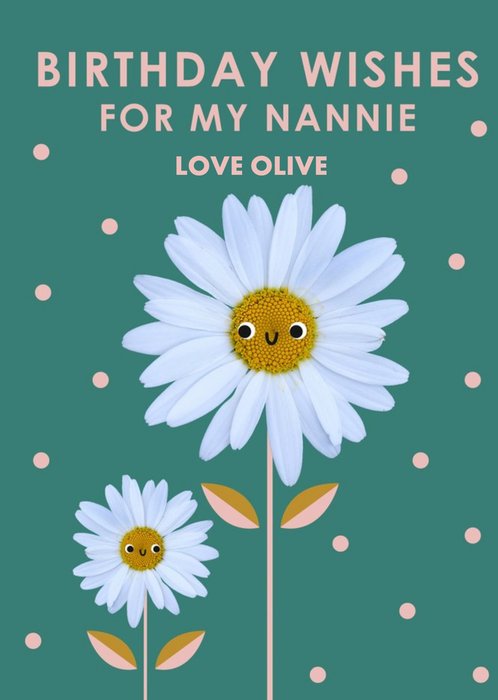 LR Studio Illustration Cute Daisy Nannie Nan Birthday Card