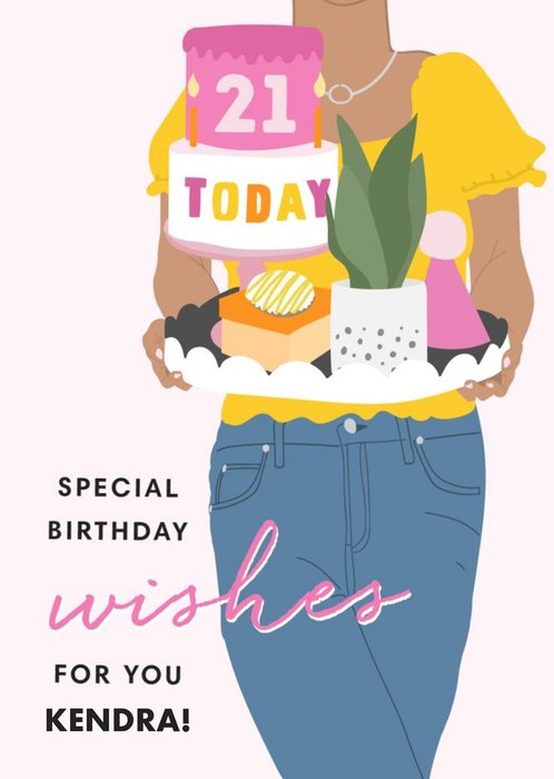 Illustrated 21 Today Special Birthday Wishes Card