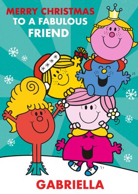 Mr Men Merry Christmas To A Fabulous Friend Personalised Card