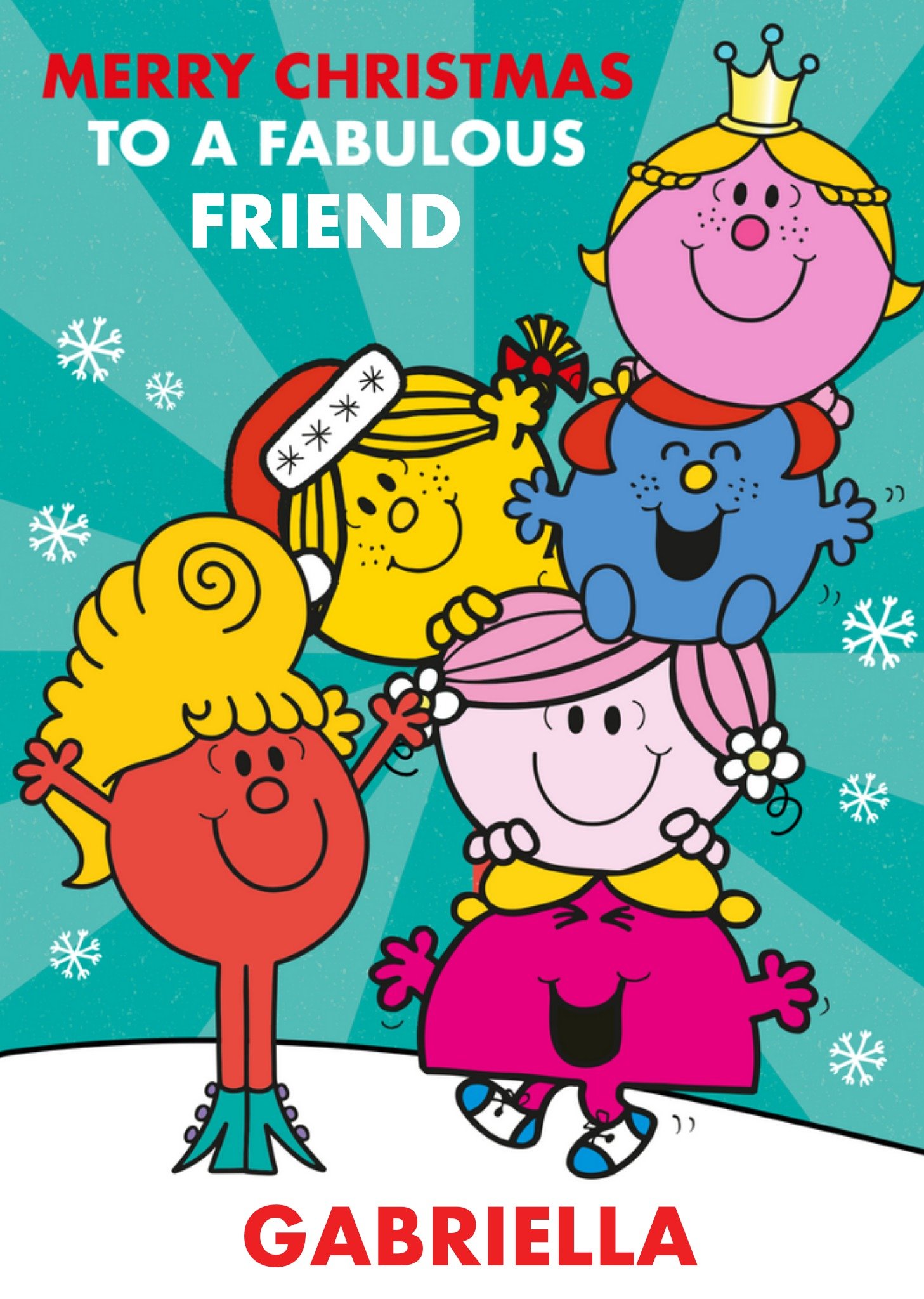 Moonpig Mr Men Merry Christmas To A Fabulous Friend Personalised Card Ecard