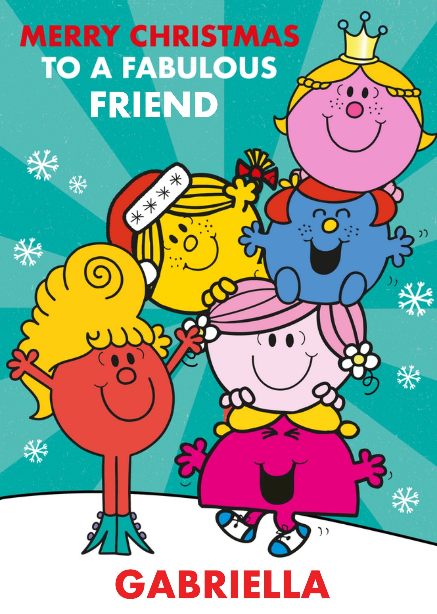 Mr Men Merry Christmas To A Fabulous Friend Personalised Card Ecard