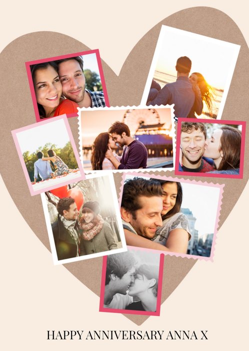 Sweet Adoring Paper Love Heart Photo Frame Collage Photo Upload Anniversary Card