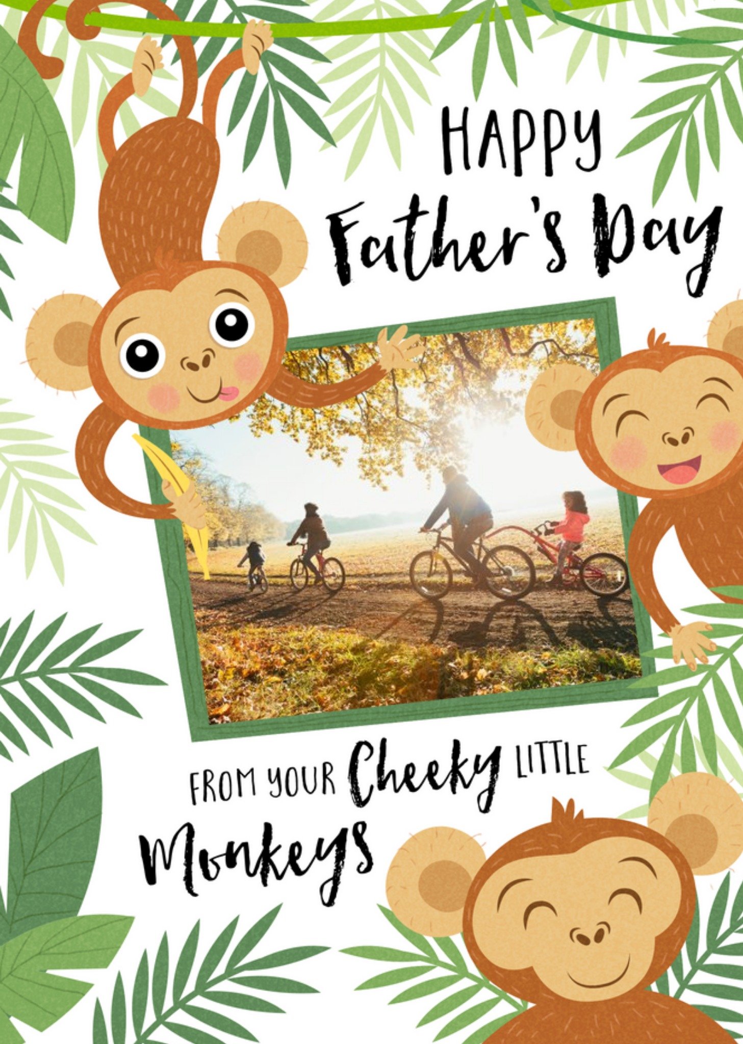 Moonpig Cute From Your Cheeky Little Monkeys Photo Upload Father's Day Card Ecard