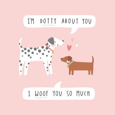 Cute Illustrated Dalmation and Daschund Dog Punny Card