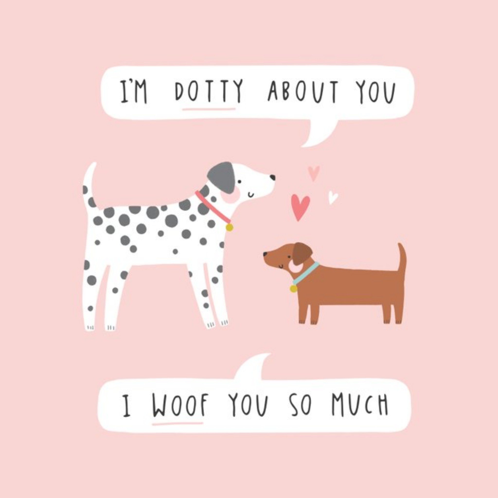 Moonpig Cute Illustrated Dalmation And Daschund Dog Punny Card, Square