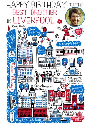 Vibrant Collage Illustration Of Liverpool Photo Upload Birthday Card