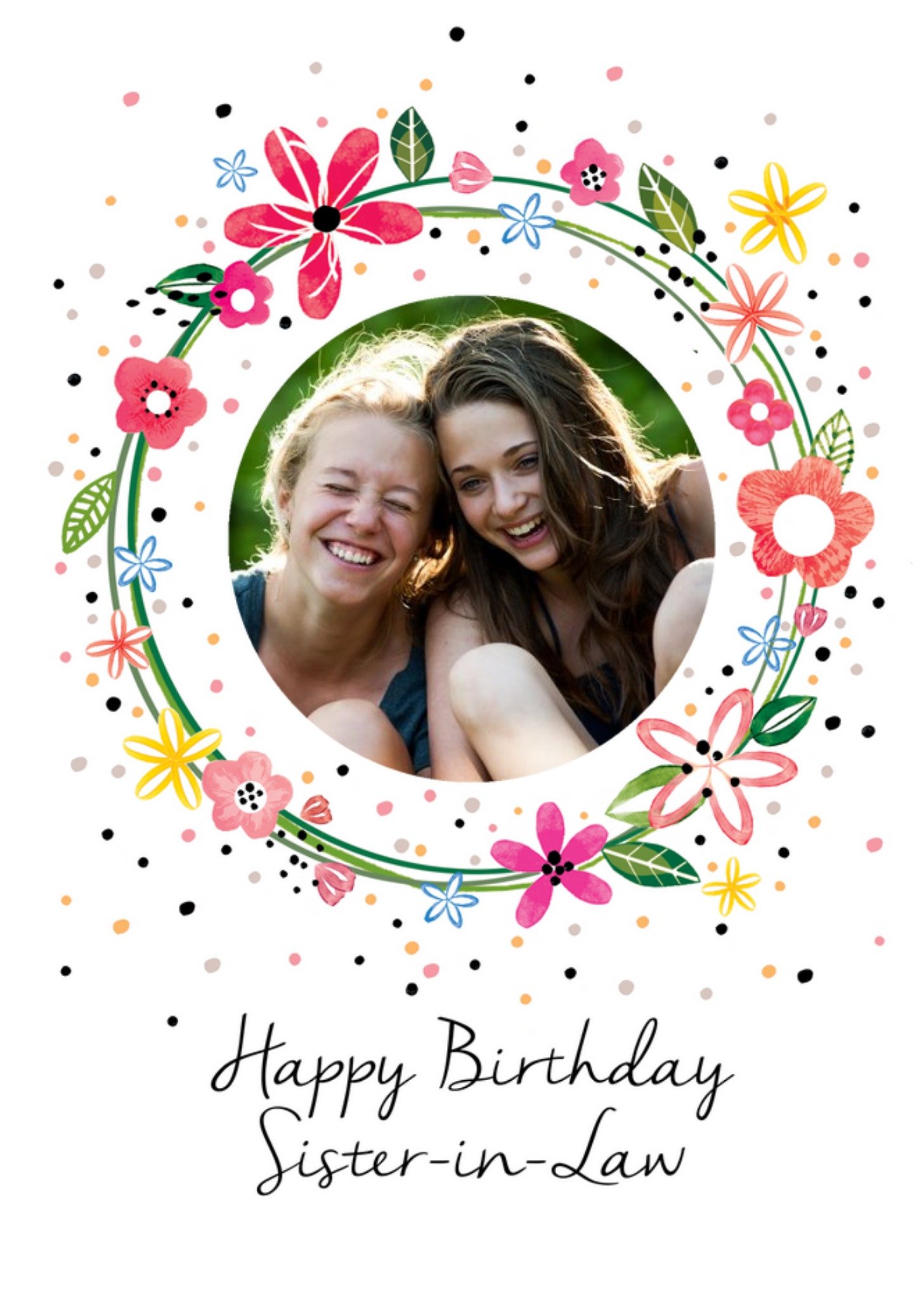 Floral Wreath Personalised Happy Birthday Sister-In-Law Ecard