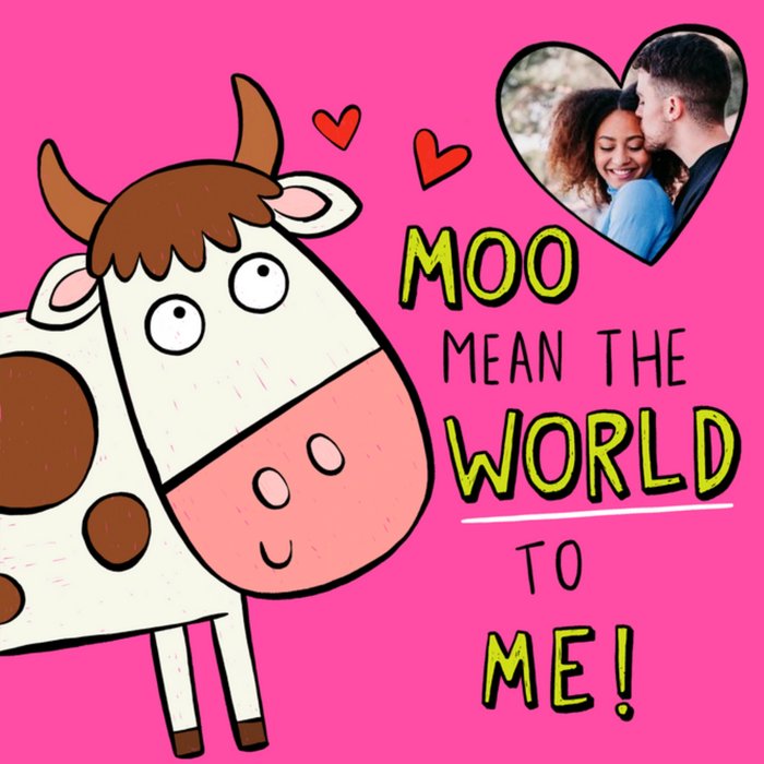Illustration Cow Moo Mean The World Photo Upload Card