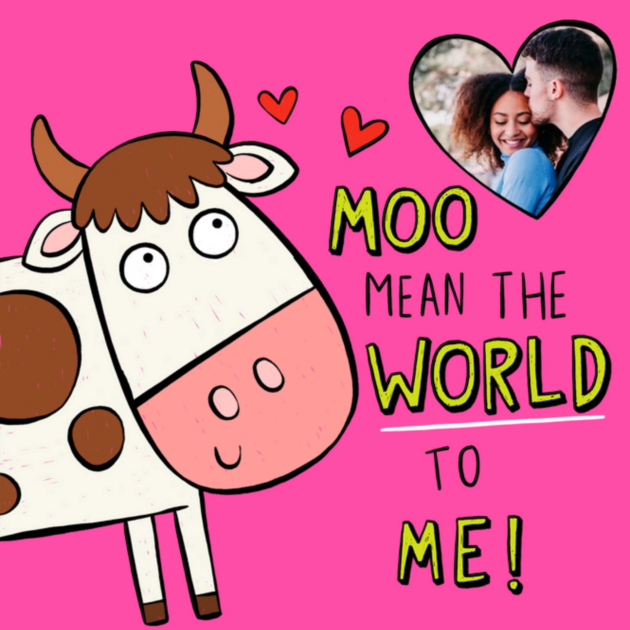 Moonpig Illustration Cow Moo Mean The World Photo Upload Card, Square