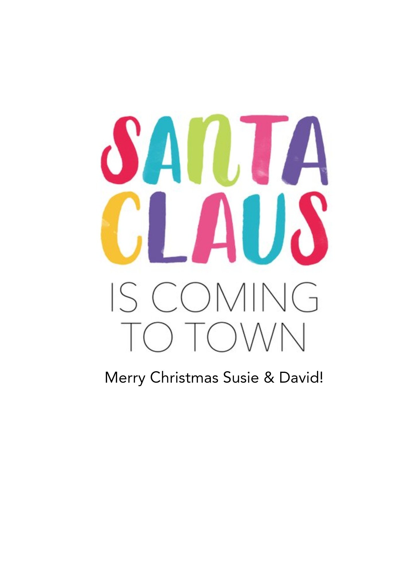 Moonpig Santa Claus Is Coming To Town Christmas Card, Large