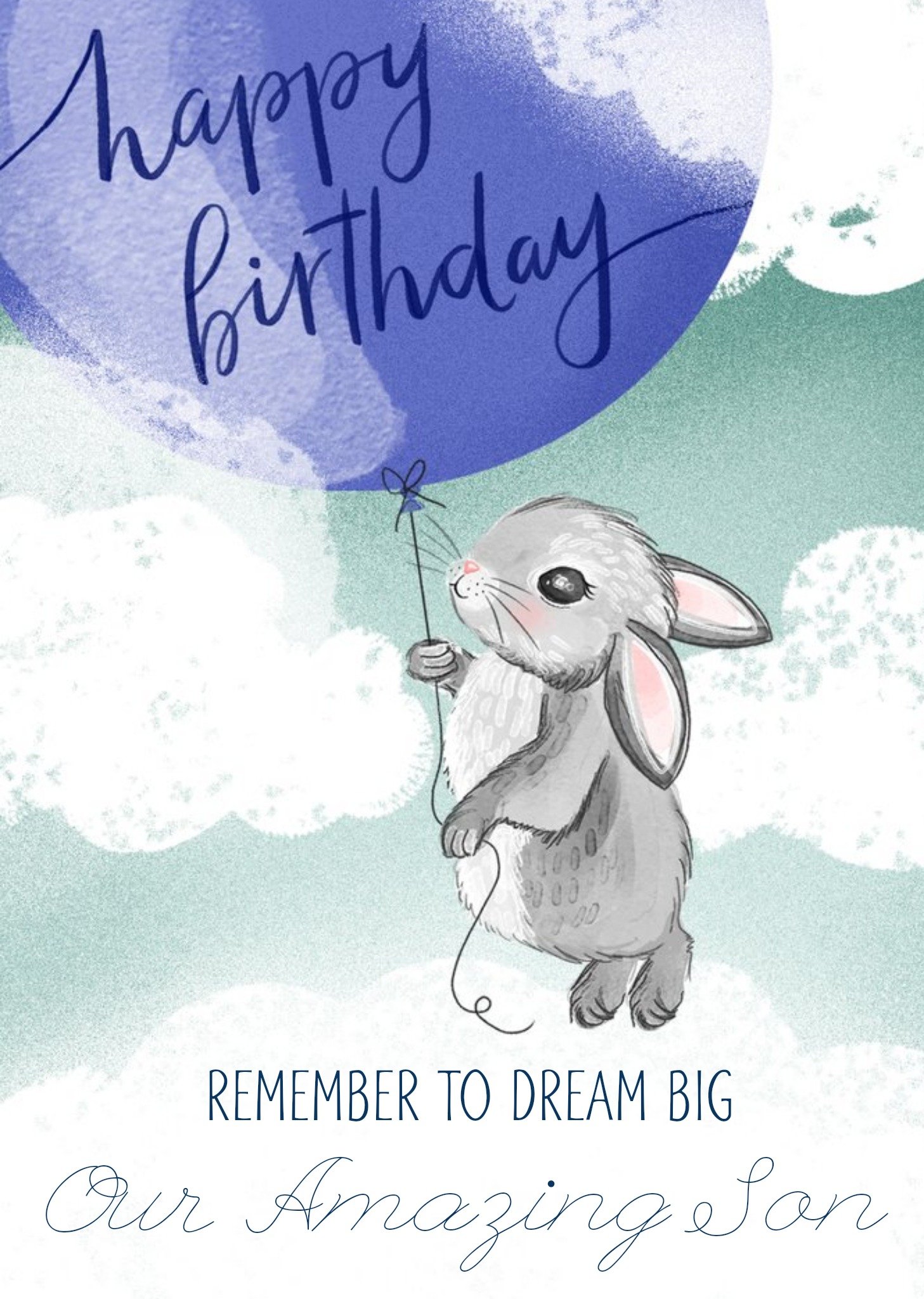 Okey Dokey Design Okey Dokey Cute Illustrated Rabbit Amazing Son Birthday Card Ecard