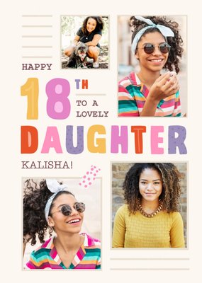 Photo Upload Happy 18th To A Lovely Daughter Birthday Card