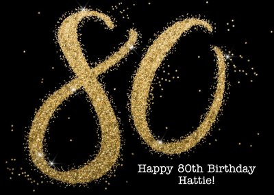 Metallic Gold Glitter 80th Personalised Birthday Card