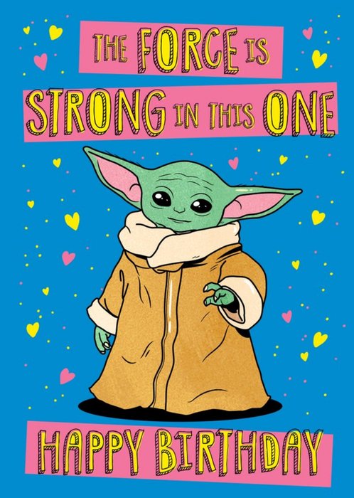 Star Wars The Mandalorian Force Is Strong Yoda Birthday Card
