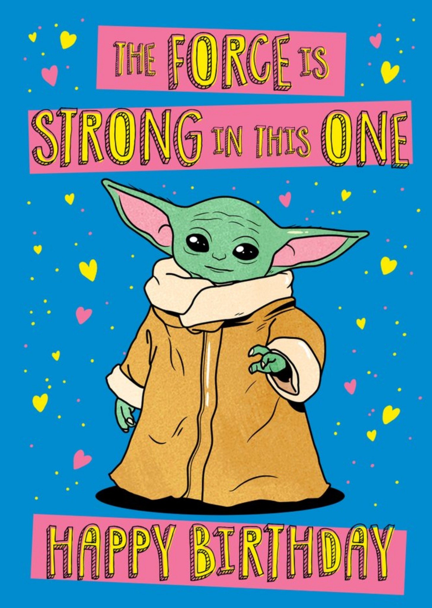 Disney Star Wars The Mandalorian Force Is Strong Yoda Birthday Card Ecard