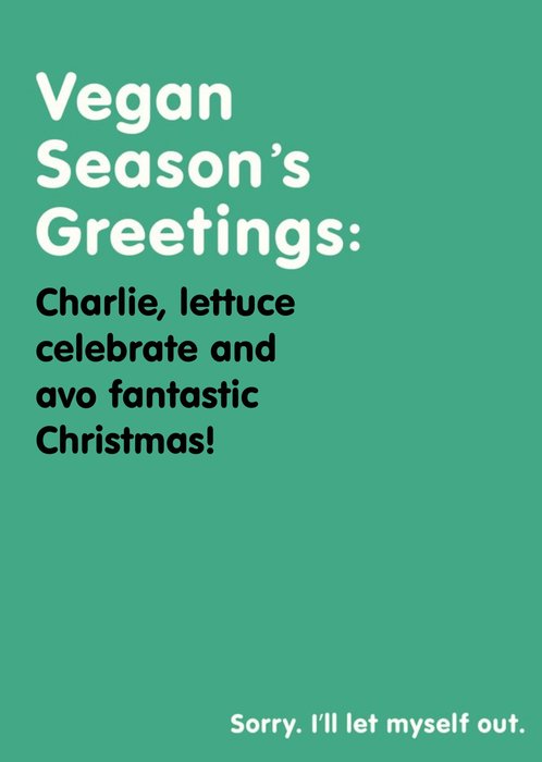 Funny Typographic Vegan Season's Greetings Christmas Card