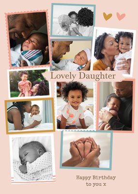 Modern Photo Upload Collage Lovely Daughter Birthday Card