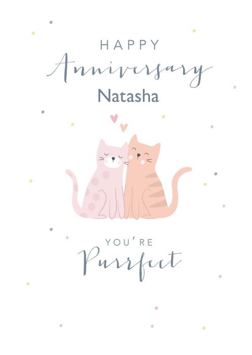 Cute Cat Polka Dot Anniversary Card