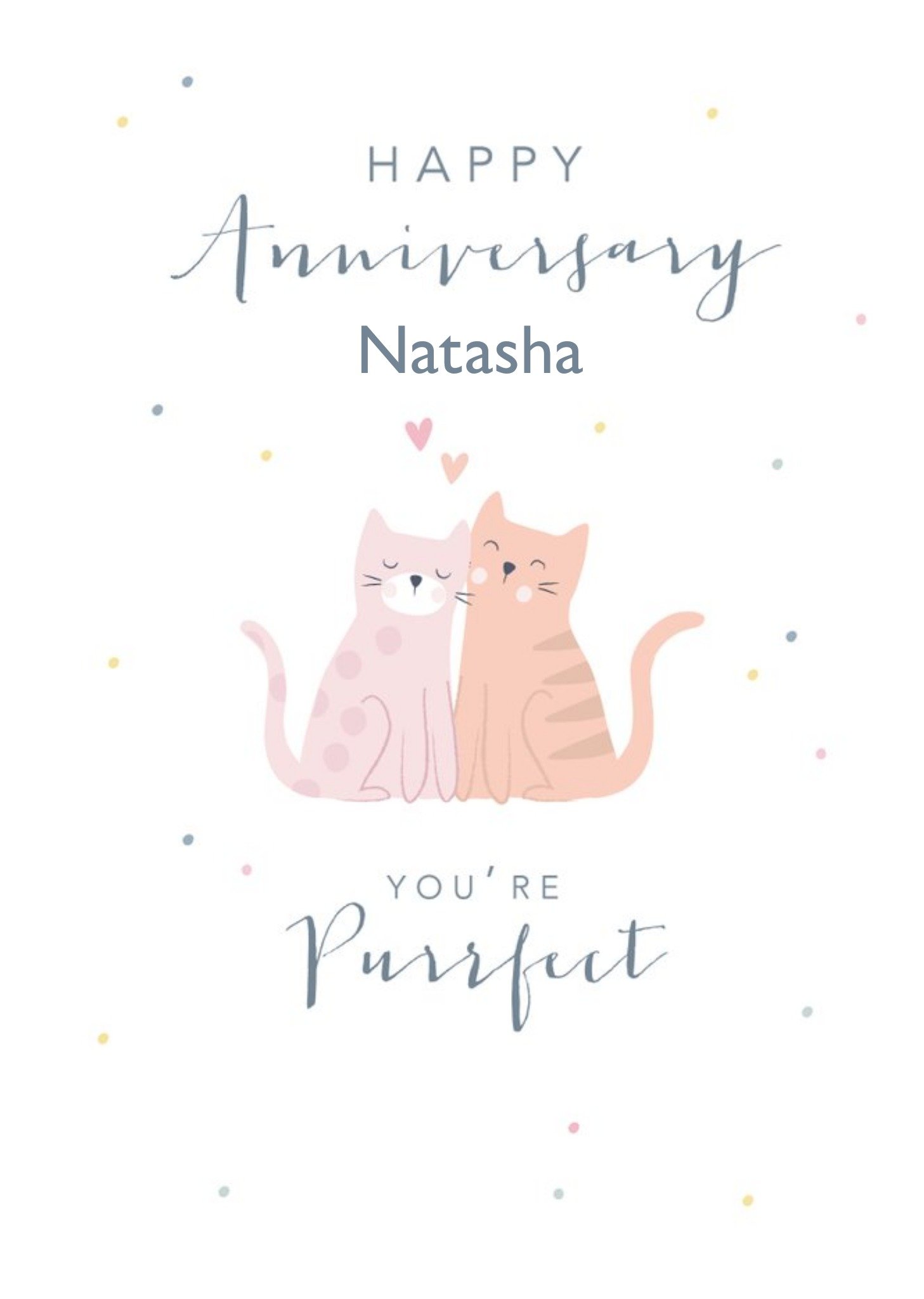 Moonpig Cute Cat Polka Dot Anniversary Card, Large