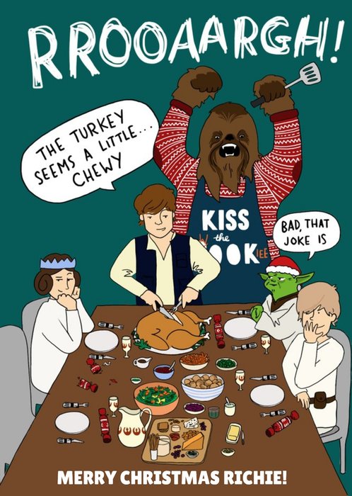 Disney Star Wars Chewy Turkey Funny Christmas Card