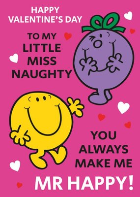 Mr Men & Little Miss Happy Valentines Day To My Little Miss NaughtyYou Always Make Me Mr Happy Card