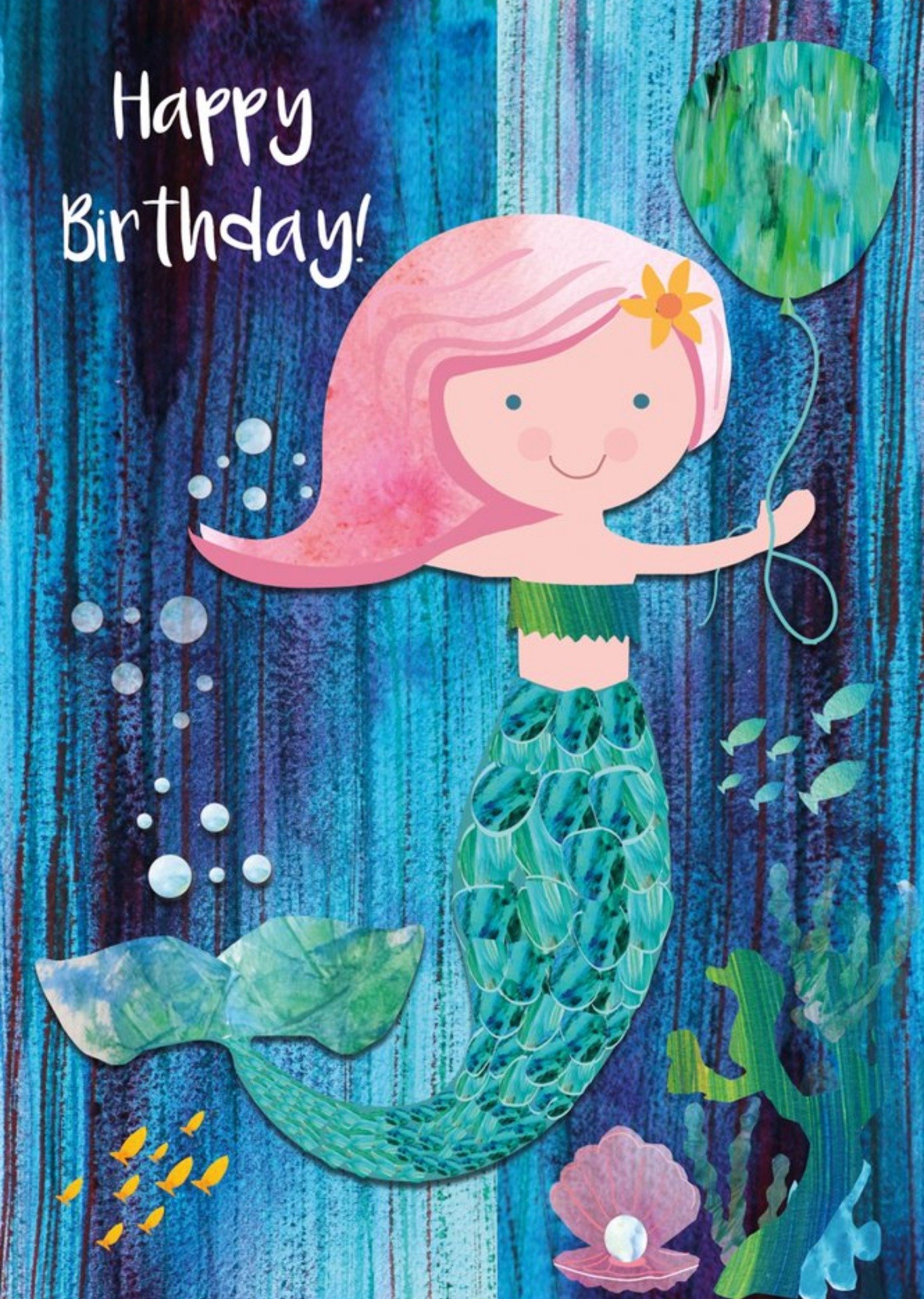 Moonpig Cute Mermaid Birthday Card, Large