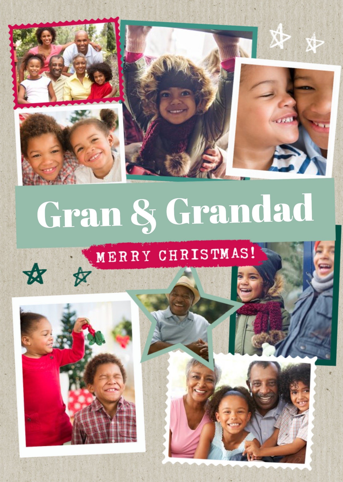 Modern Photo Upload Collage Merry Christmas Gran And Grandad Card Ecard