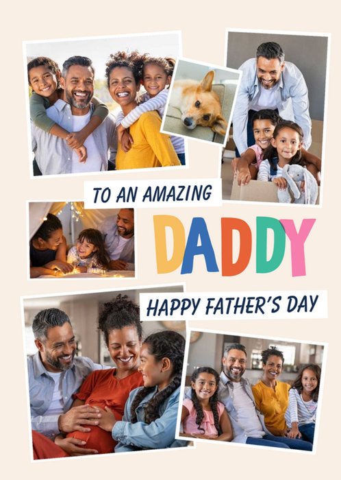 Typographic Photo Upload Amazing Daddy Father's Day Card