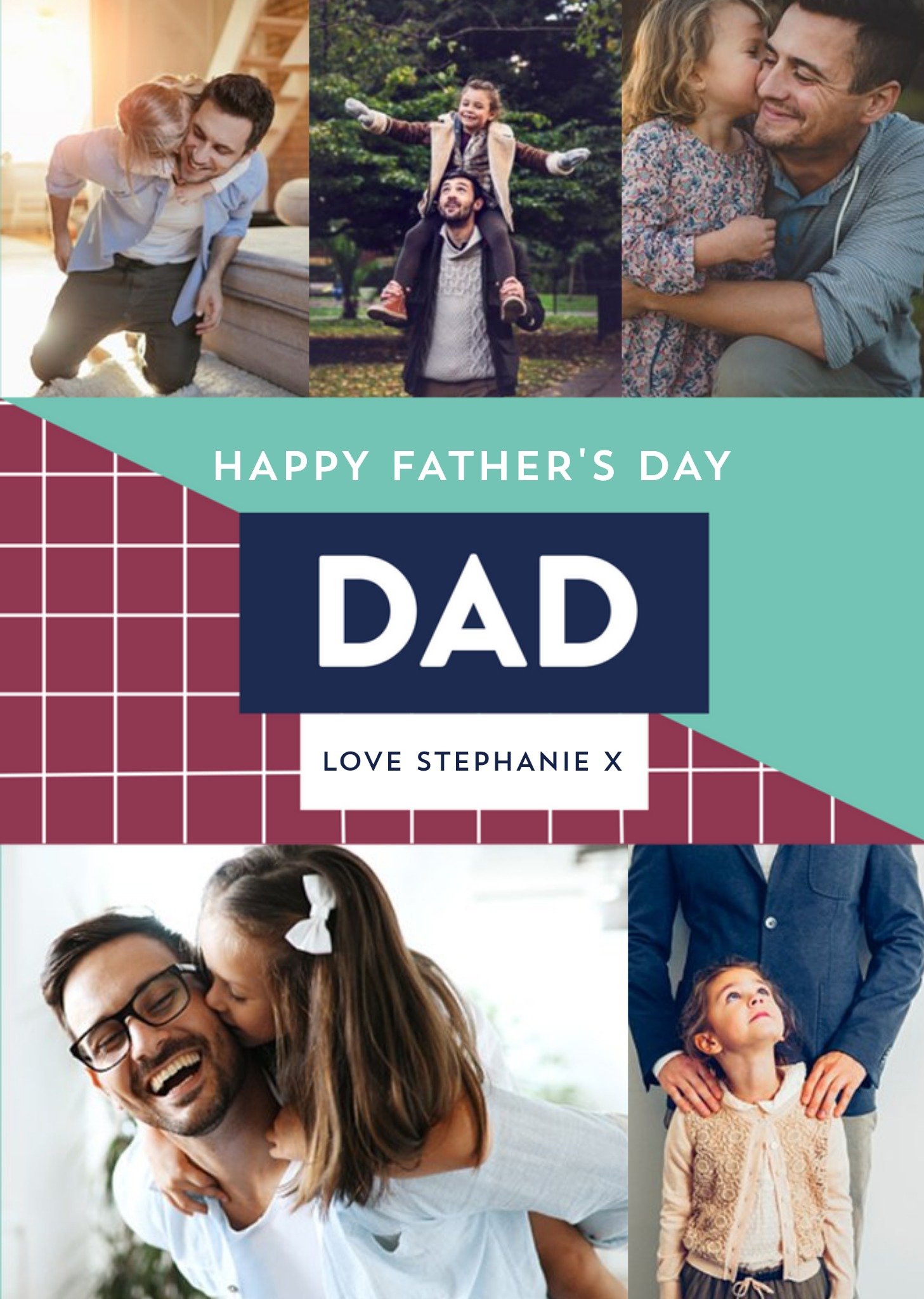 Geometric Patterns Father's Day Multi-Photo Card Ecard