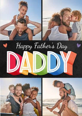 Typographic Happy Father's Day Daddy Photo Upload Card
