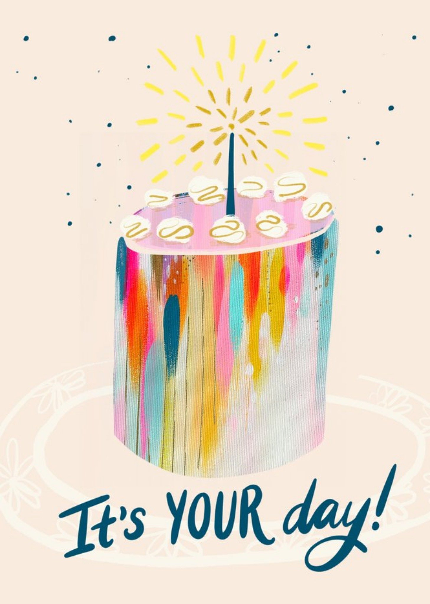 Illustration Of A Cake It's Your Day Birthday Card Ecard