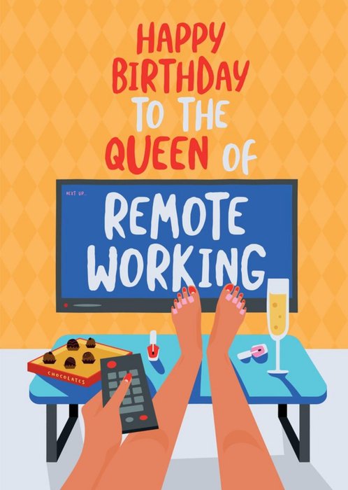 Funny Lockdown Queen Of Remote Working Birthday Card