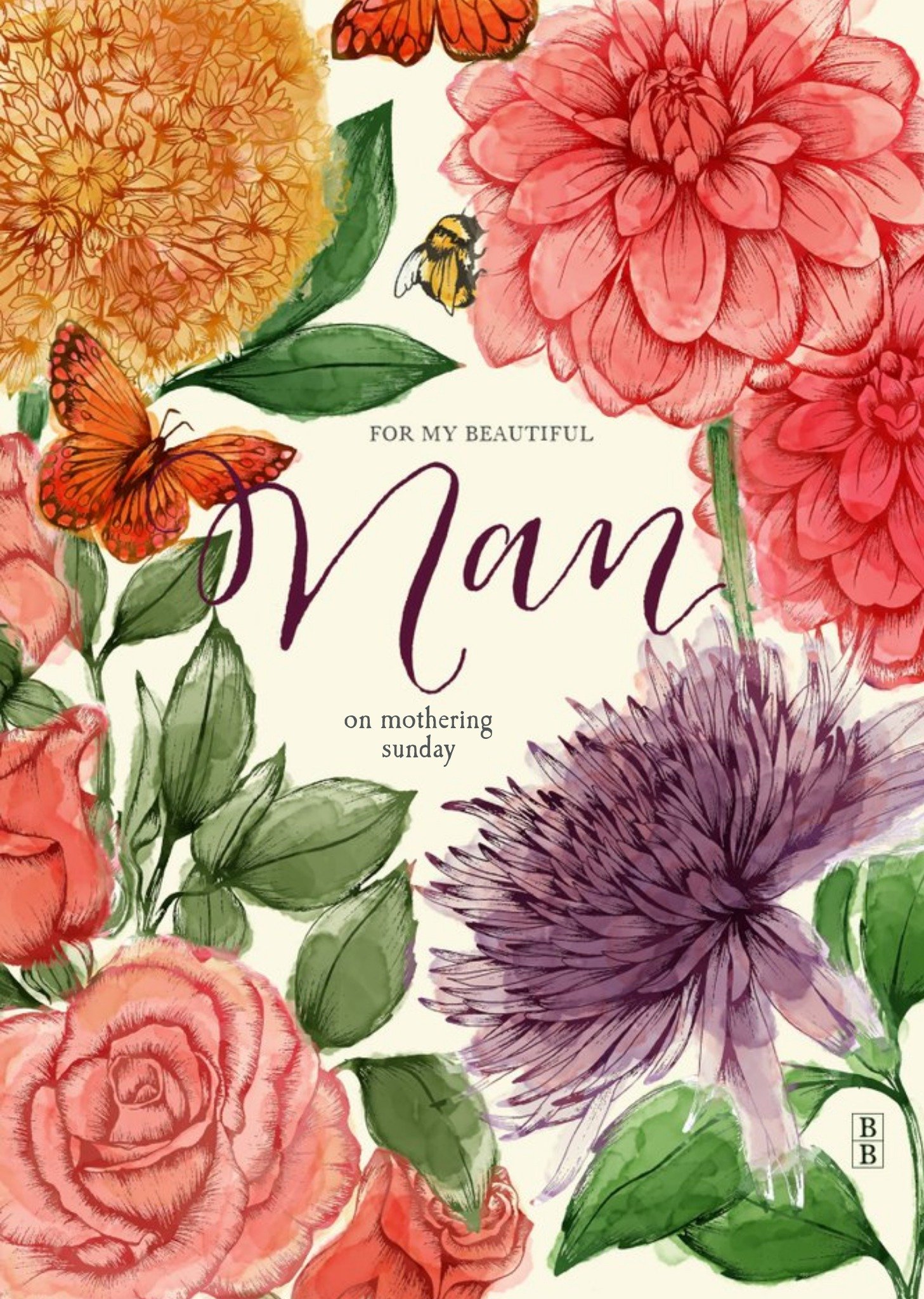 Moonpig Watercolour Flowers Nan Mothers Day Card Ecard