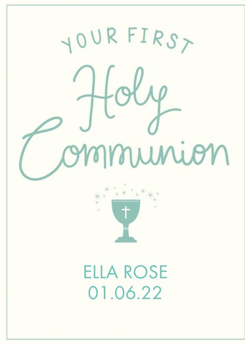 Clintons Simple Typographic Customisable First Holy Communion Card