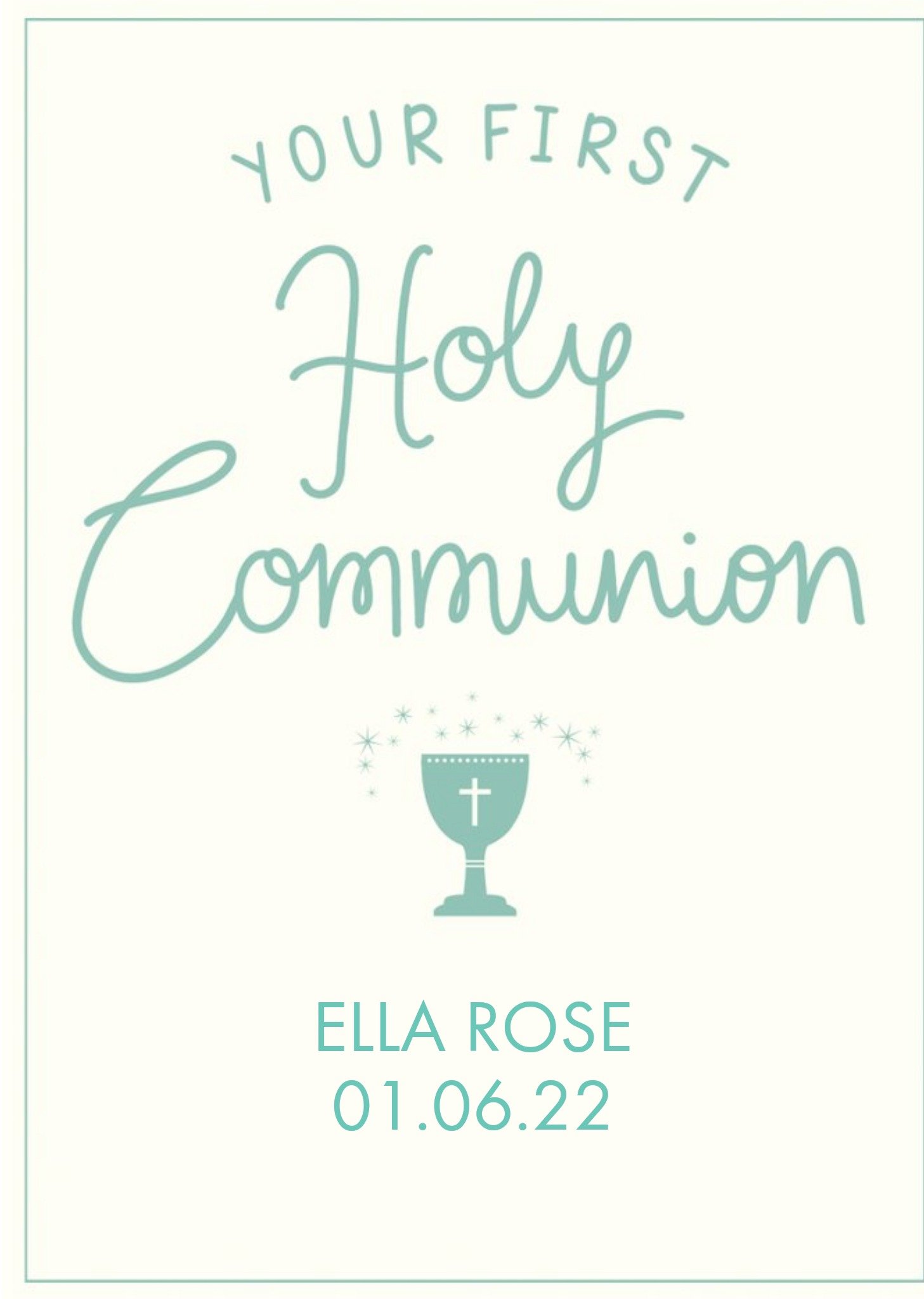 Moonpig Clintons Simple Typographic Customisable First Holy Communion Card, Large