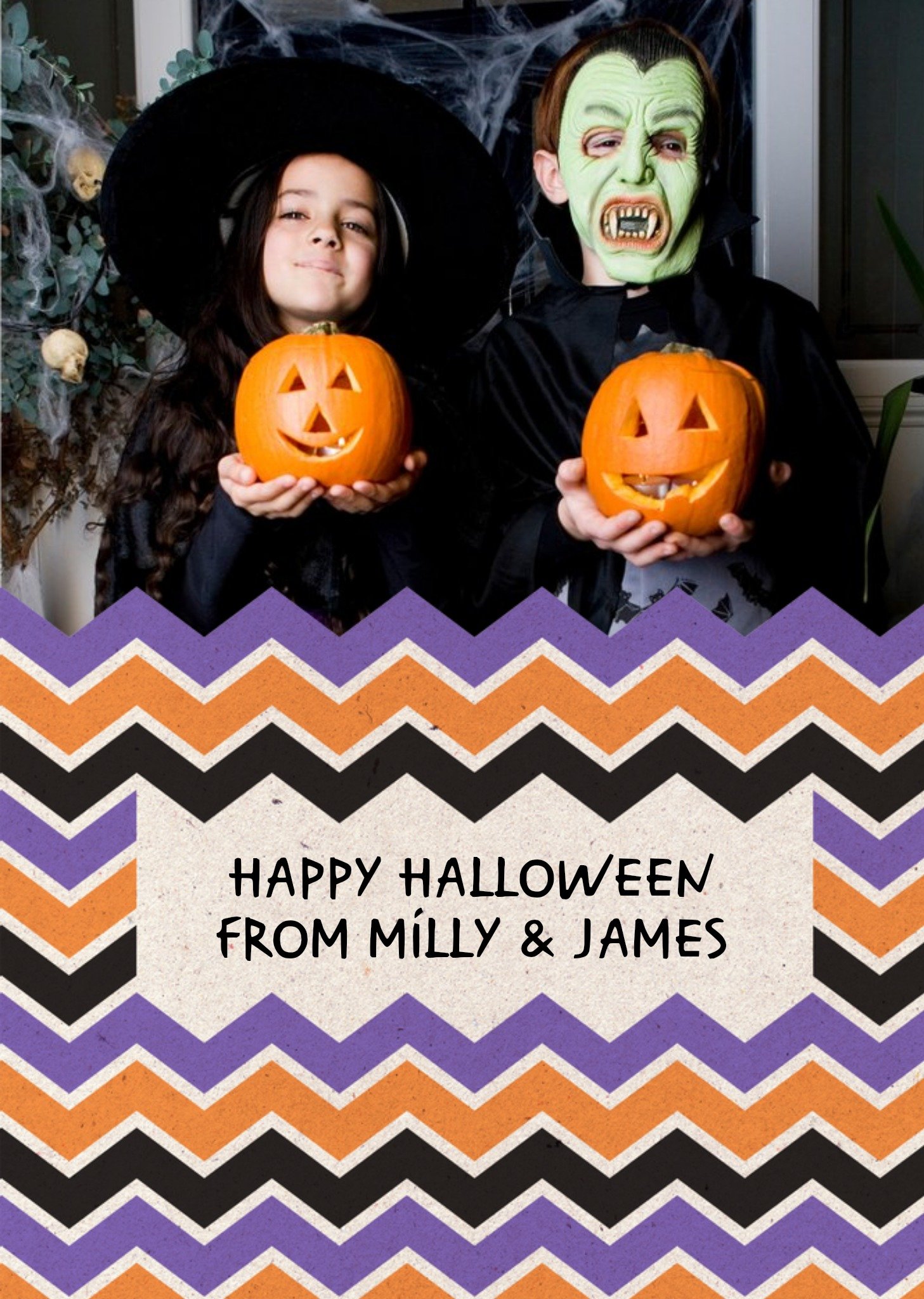 Other Chevron Design Happy Halloween Photo Card, Large