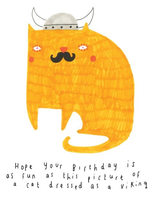 Fun Birthday Cat Viking Birthday Card