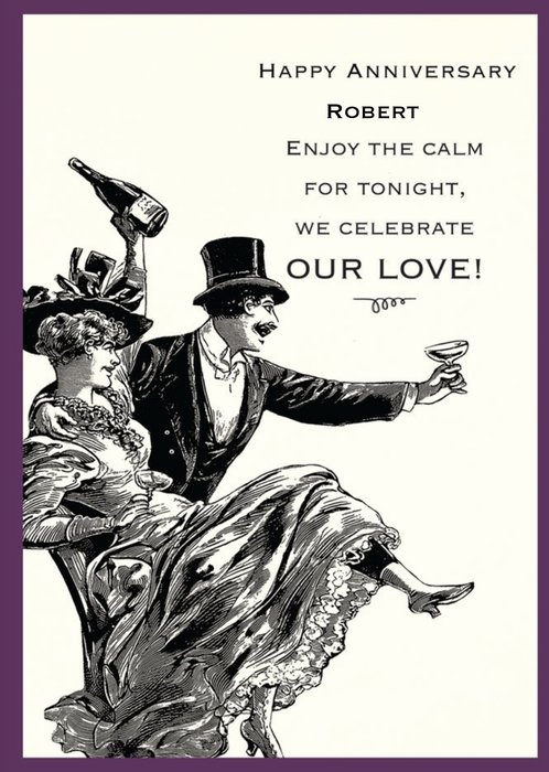 Vintage Enjoy The Calm Personalised Happy Anniversary Card