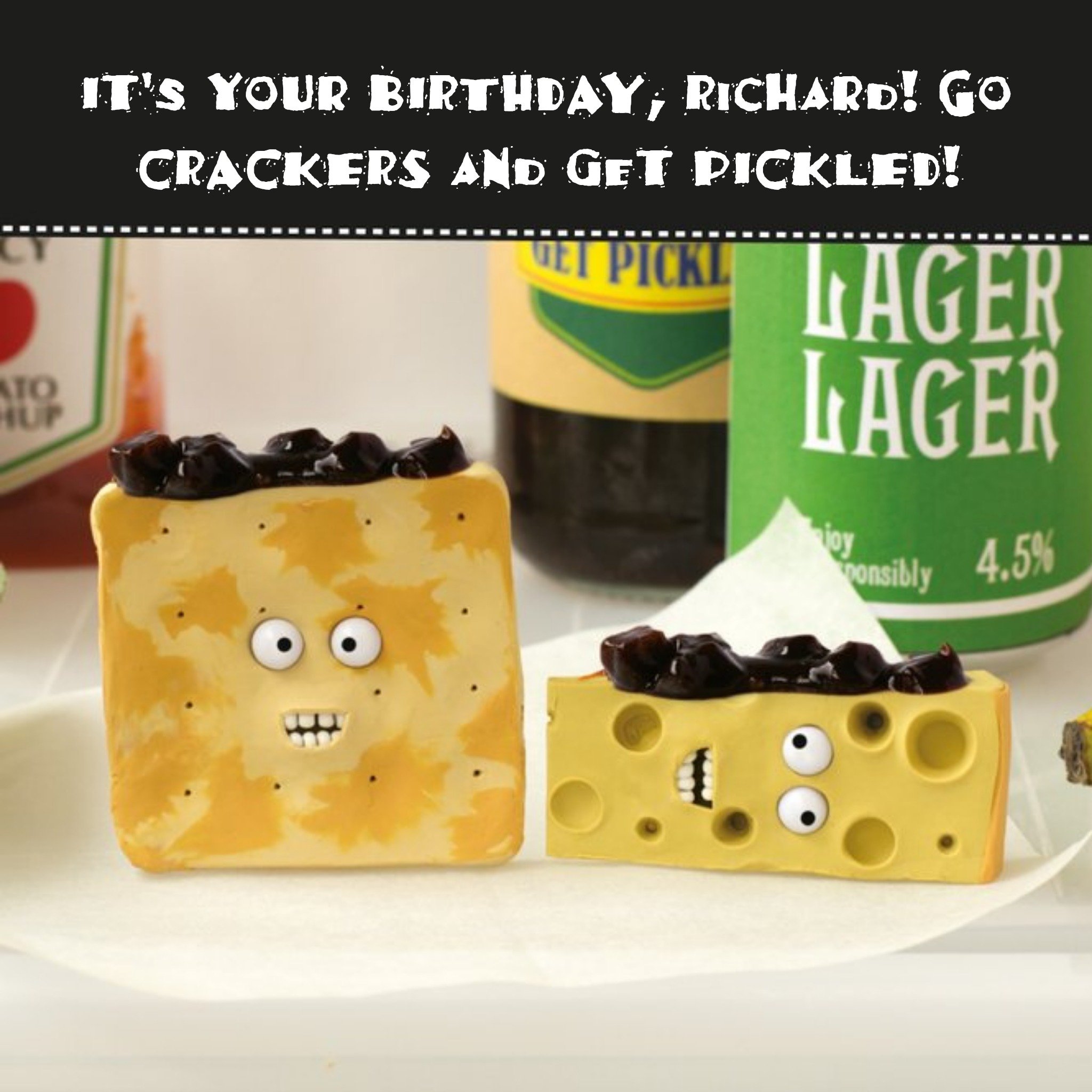 Go Crackers And Get Pickled Personalised Happy Birthday Card, Square