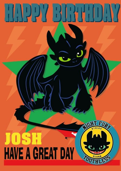 How To Train Your Dragon Night Fury Toothless Birthday Card