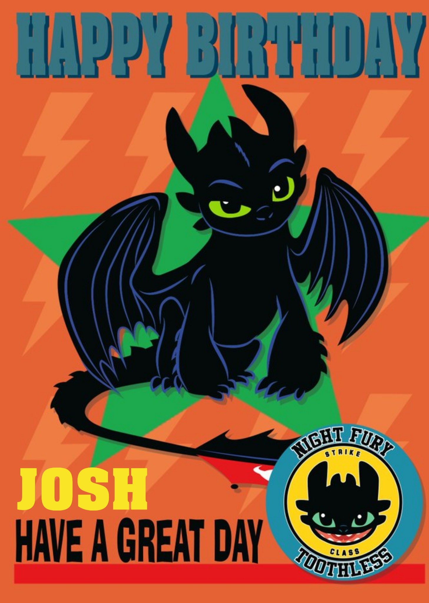 Moonpig How To Train Your Dragon Night Fury Toothless Birthday Card, Large