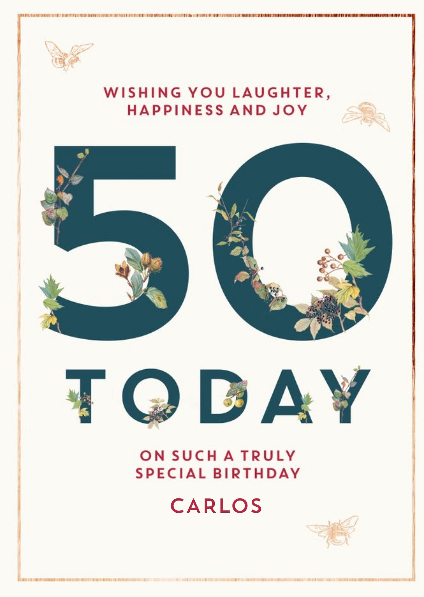 Edwardian Lady Floral 50 Today Special Birthday Card Ecard