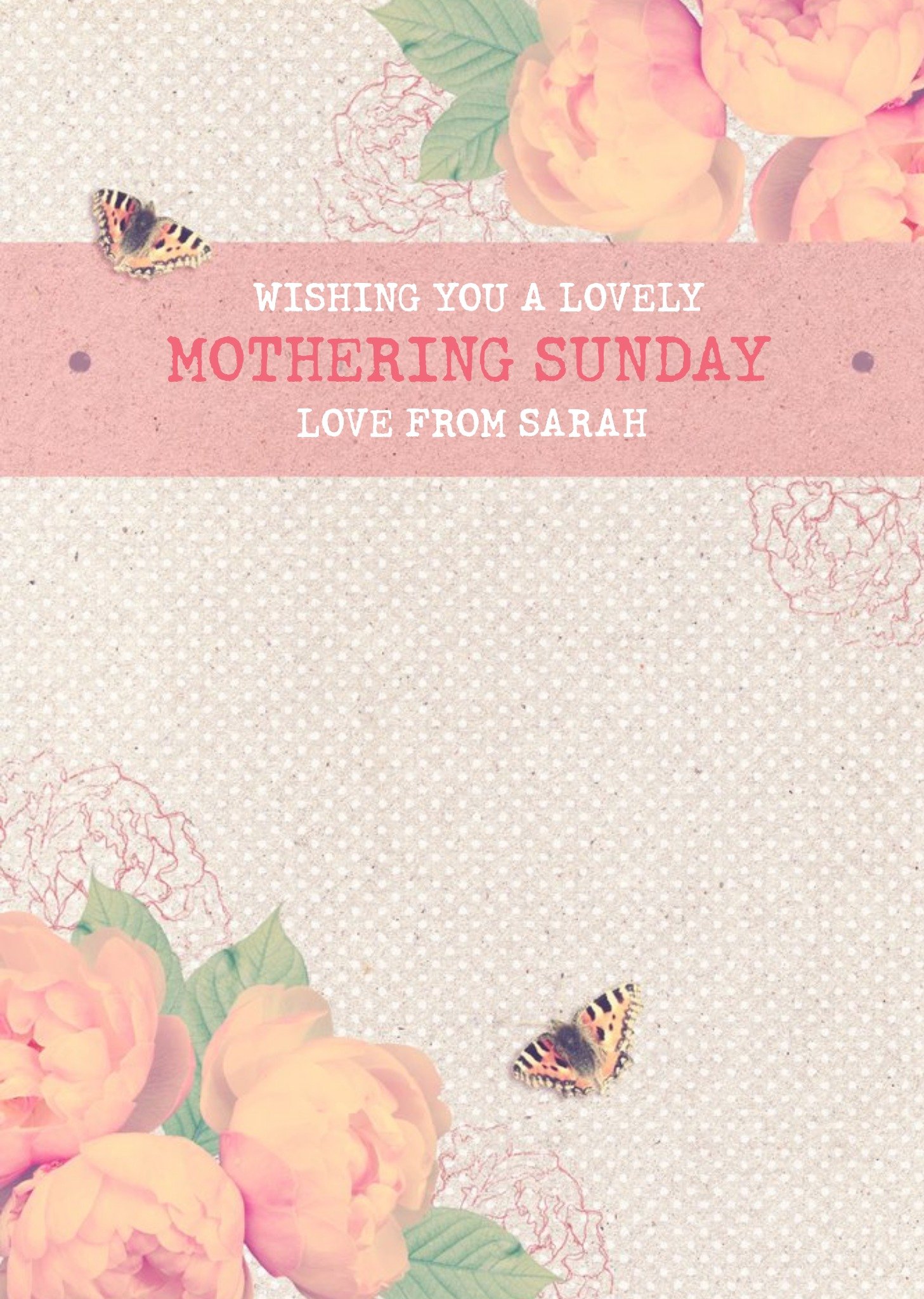 Moonpig Mother's Day Card Mum Mothering Sunday Peony Card Ecard