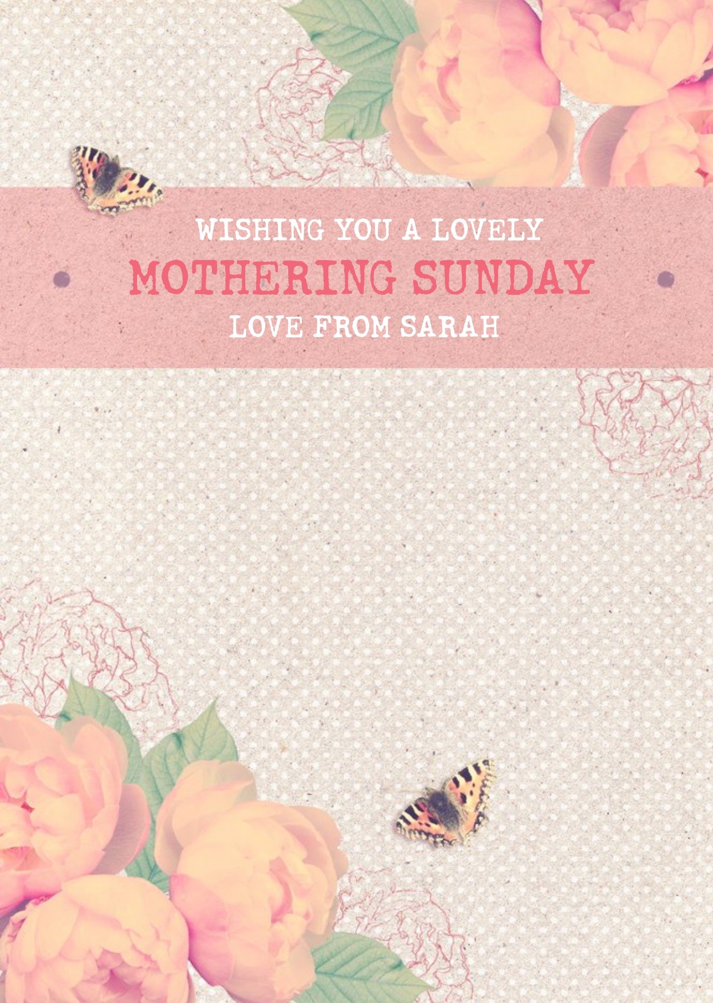 Mother's Day Card Mum Mothering Sunday Peony Card Ecard