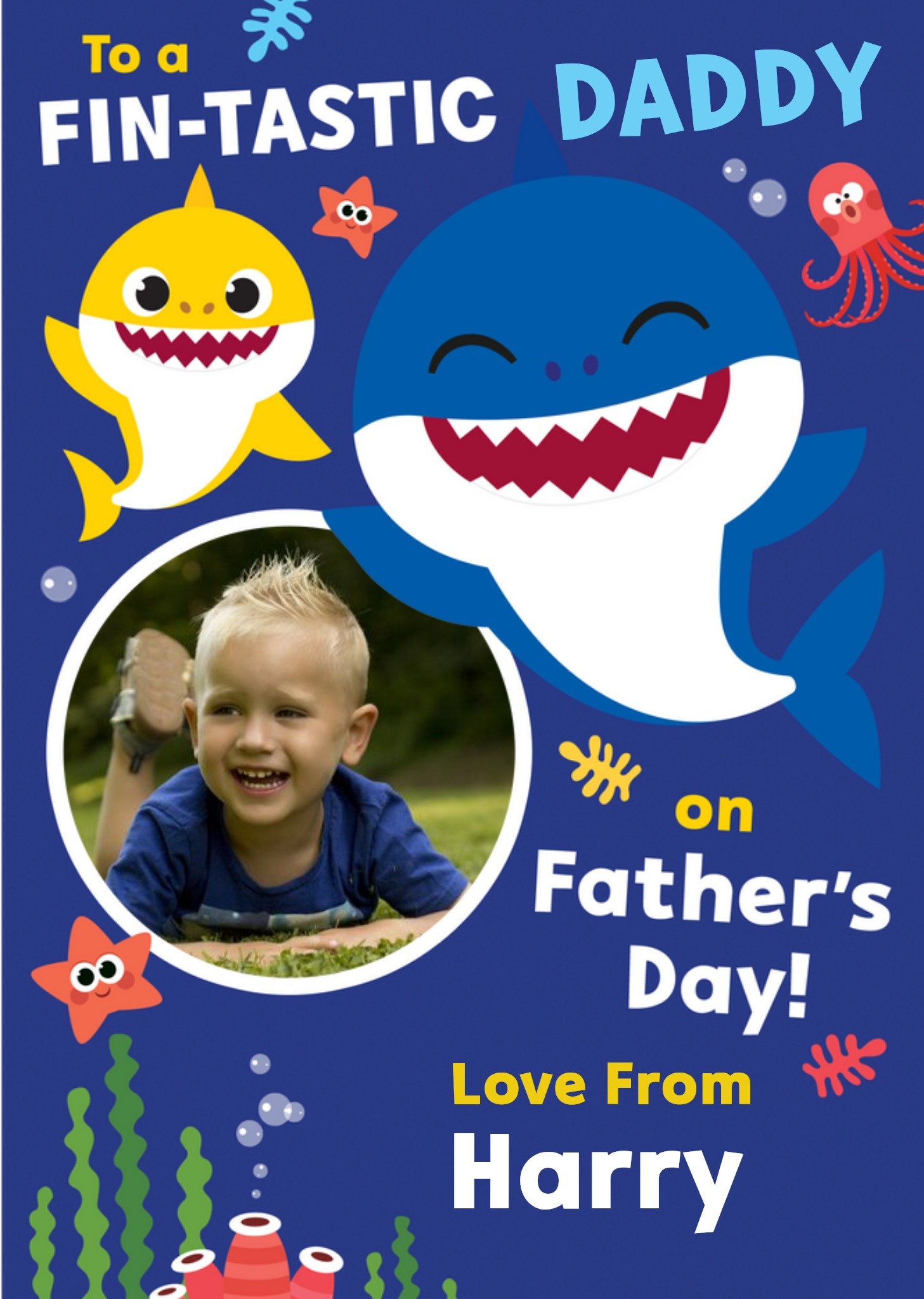 Baby Shark To A Fin-Tastic Daddy On Father's Day Card, Large