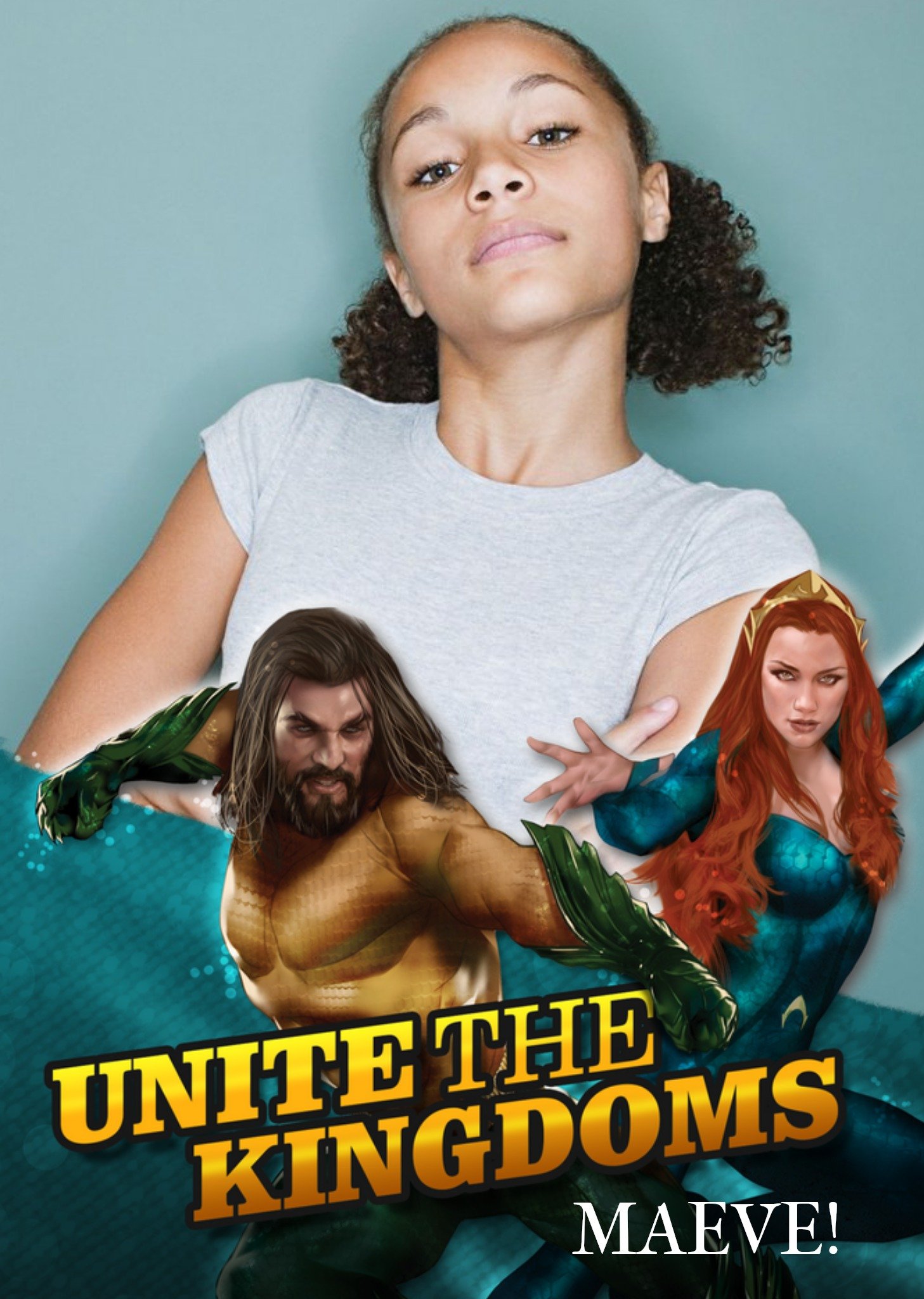 Marvel Aquaman - Happy Birthday Card - Unite The Kingdoms - Photo Upload, Large
