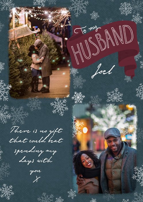 To Husband Snowflakes Photo Upload Christmas Card