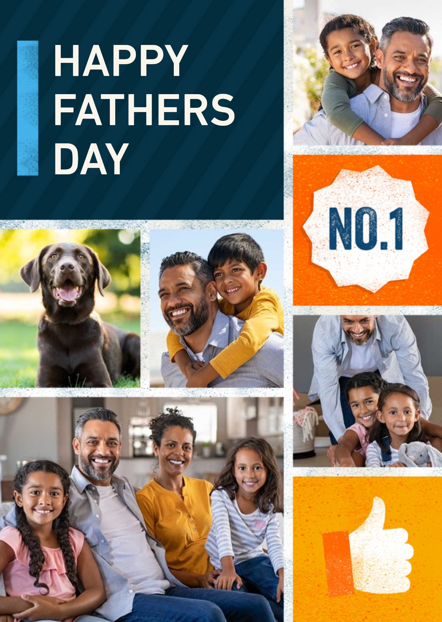Moonpig Photo Collage With A Thumbs Up Emoji Father's Day Photo Upload Card, Large